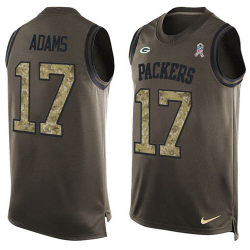 Packers #17 Davante Adams Green Men's Stitched Limited Salute To Service Tank Top Jersey