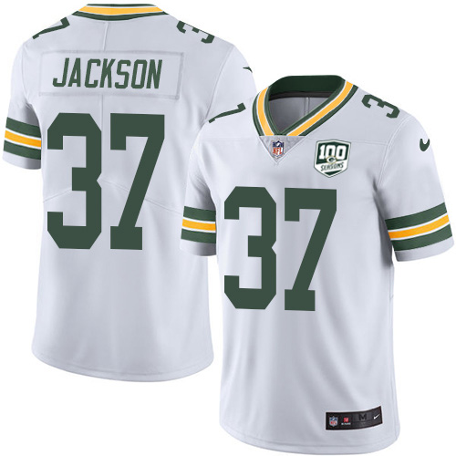 Green Bay Packers #37 Josh Jackson White Men's 100th Season Stitched Vapor Untouchable Limited Jersey Men's
