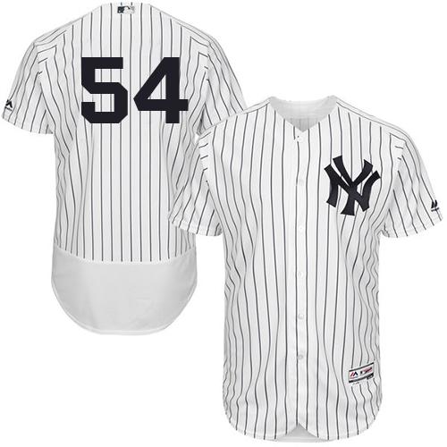 New York Yankees #54 Aroldis Chapman White Strip Flexbase Authentic Collection Stitched Jersey Men's