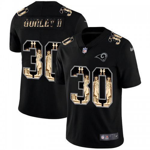 Los Angeles Los Angeles Rams #30 Todd Gurley II Carbon Black Vapor Statue Of Liberty Limited Jersey Men's