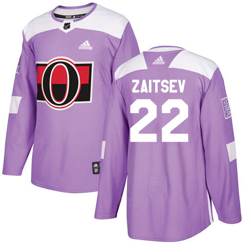 Adidas Ottawa Senators #22 Nikita Zaitsev Purple Authentic Fights Cancer Stitched Jersey Men's
