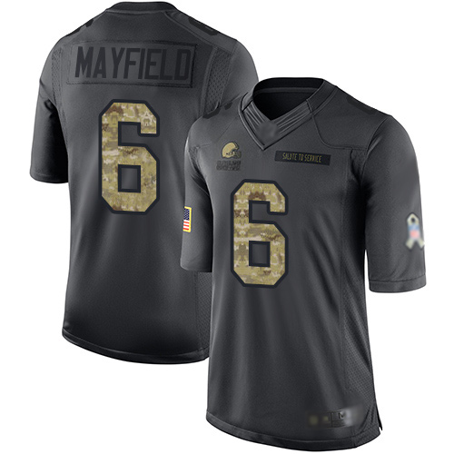 Cleveland Browns #6 Baker Mayfield Black Youth Stitched Limited 2016 Salute to Service Jersey Youth