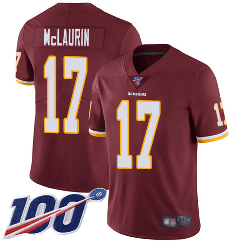 Commanders #17 Terry McLaurin Burgundy Red Team Color Youth Stitched 100th Season Vapor Limited Jersey