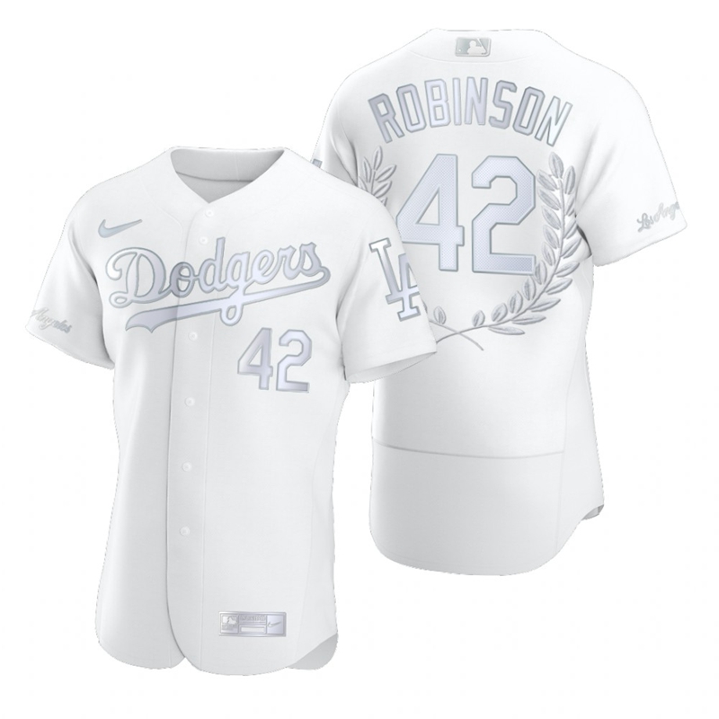 Los Angeles Dodgers #42 Jackie Robinson Men's Platinum MVP Limited Player Edition Jersey