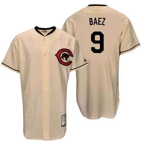 Mitchell And Ness Chicago Cubs #9 Javier Baez Cream Throwback Stitched Jersey Men's