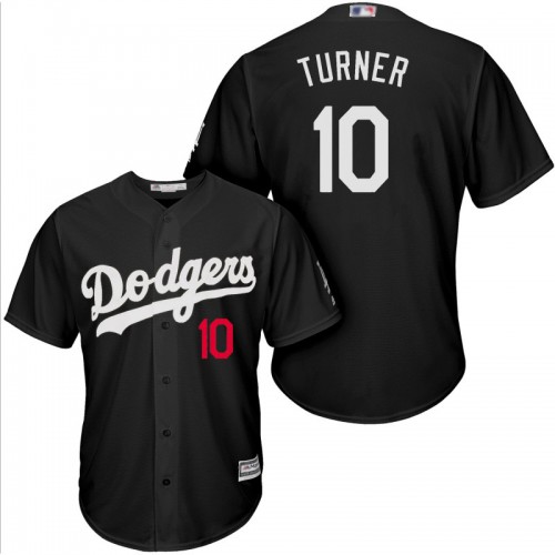 Los Angeles Dodgers #10 Justin Turner Black Turn Back The Clock Stitched Jersey Men's