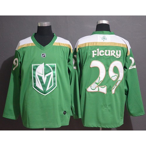 Adidas Golden Vegas Golden Knights #29 Marc-Andre Fleury Green Authentic 2019 St. Patrick's Day Stitched Jersey Men's
