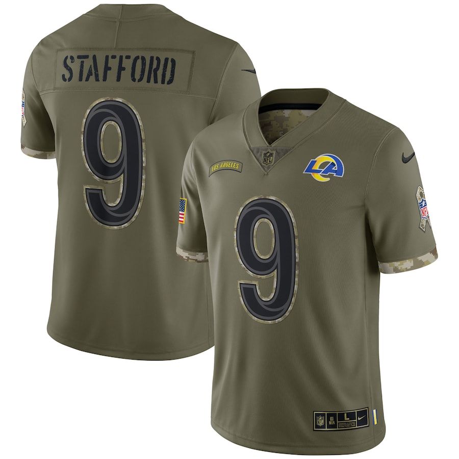 Los Angeles Rams #9 Matthew Stafford Men's 2022 Salute To Service Limited Jersey - Olive