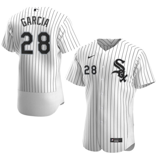 Chicago White Sox 28 Authentic White Home 2020 Leury Garcia Men's Jersey