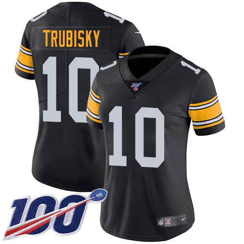Steelers #10 Mitchell Trubisky Black Alternate Women's Stitched 100th Season Vapor Limited Jersey