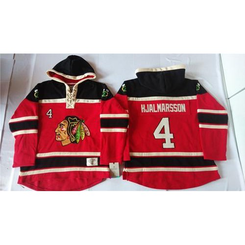 Chicago Blackhawks #4 Niklas Hjalmarsson Red Sawyer Hooded Sweatshirt Stitched Jersey Men's