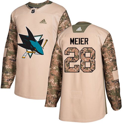Adidas San Jose Sharks #28 Timo Meier Camo Authentic 2017 Veterans Day Stitched Jersey Men's