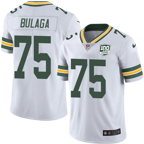 Green Bay Packers #75 Bryan Bulaga White Men's 100th Season Stitched Vapor Untouchable Limited Jersey Men's