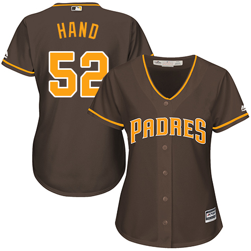 San Diego Padres #52 Brad Hand Brown Alternate Women's Stitched Jersey Womens