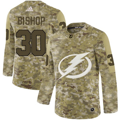 Adidas Tampa Bay Lightning #30 Ben Bishop Camo Authentic Stitched Jersey Men's