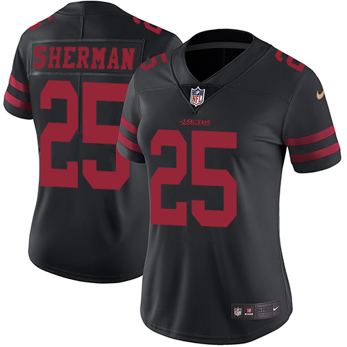 San Francisco 49ers #25 Richard Sherman Black Alternate Women's Stitched Vapor Untouchable Limited Jersey Womens