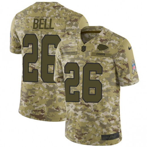 Kansas City Chiefs #26 Le'Veon Bell Camo Youth Stitched Limited 2018 Salute To Service Jersey Youth