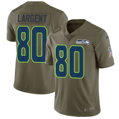 Seahawks #80 Steve Largent Olive Youth Stitched Limited 2017 Salute To Service Jersey