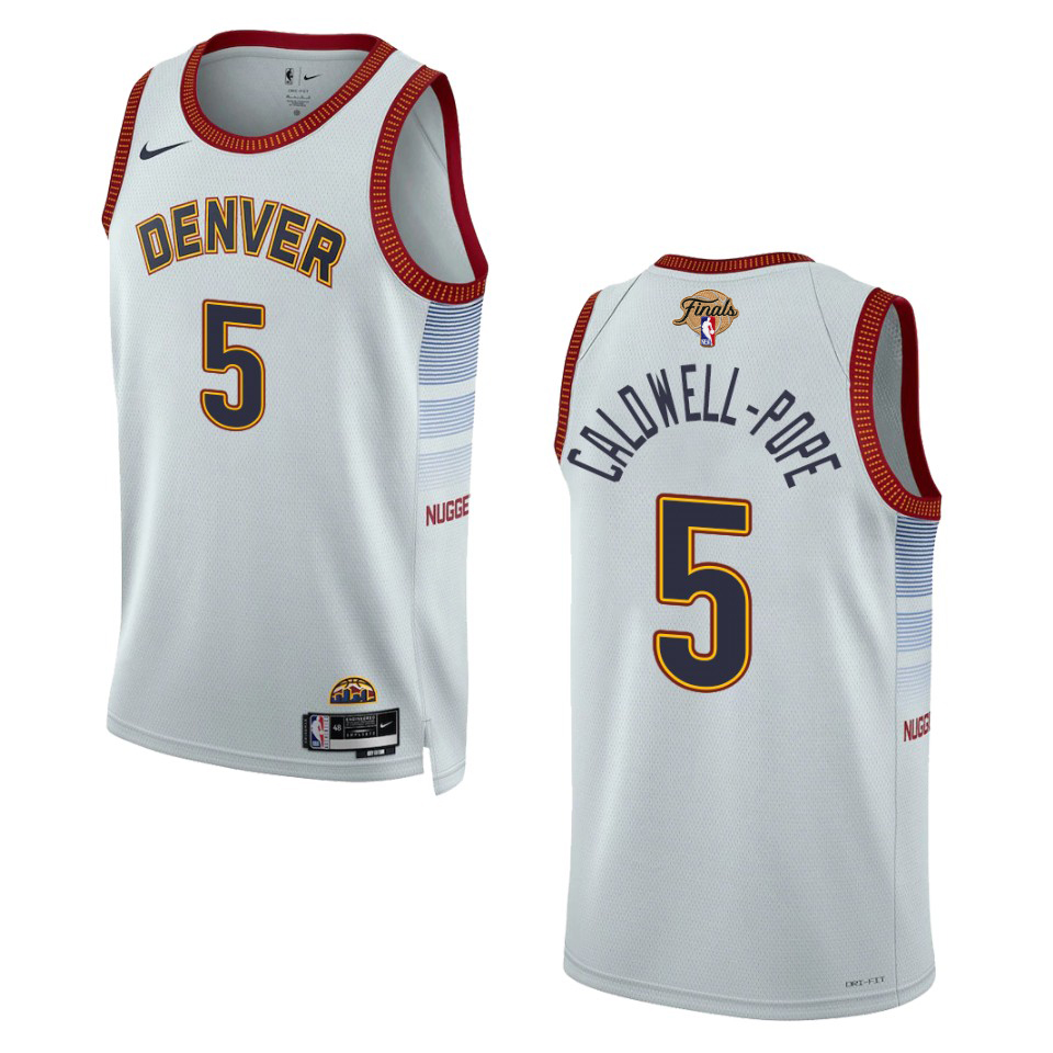 Denver Nuggets #5 Kentavious Caldwell-Pope Unisex Silver 2023 Finals Patch Swingman Jersey - City Edition