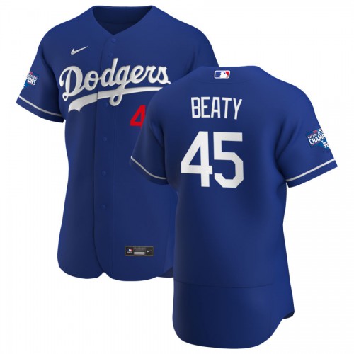 Los Angeles Los Angeles Dodgers #45 Matt Beaty Men's Royal Alternate 2020 World Series Champions Authentic Player Jersey Men's