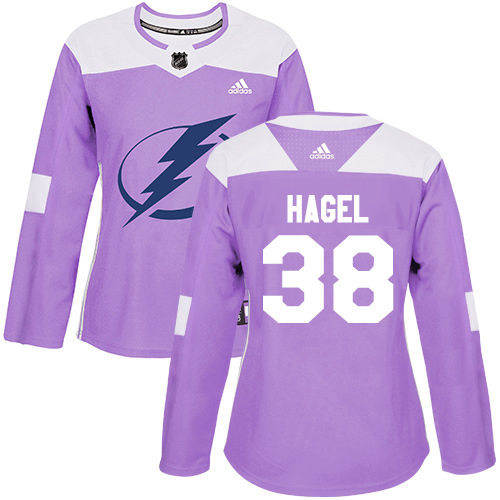 Adidas Tampa Bay Lightning #38 Brandon Hagel Purple Women's Authentic Fights Cancer Stitched Jersey Womens