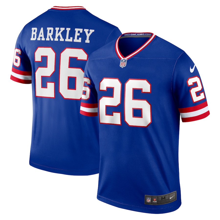 New York Giants #26 Saquon Barkley Men's Royal Classic Player Legend Jersey