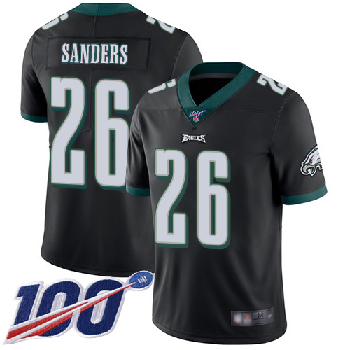 Eagles #26 Miles Sanders Black Alternate Men's Stitched 100th Season Vapor Limited Jersey