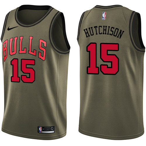 Chicago Bulls #15 Chandler Hutchison Green Youth Swingman Salute to Service Jersey Youth