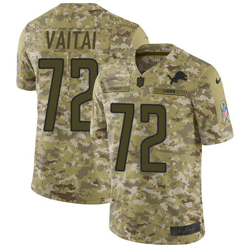 Detroit Lions #72 Halapoulivaati Vaitai Camo Men's Stitched Limited 2018 Salute To Service Jersey Men's