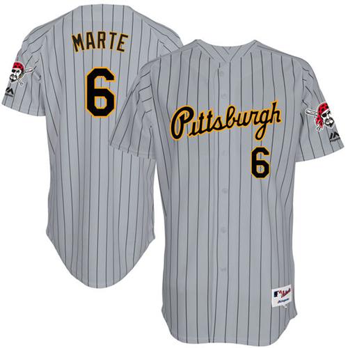 Pittsburgh Pirates #6 Starling Marte Grey Strip 1997 Turn Back The Clock Stitched Jersey Men's