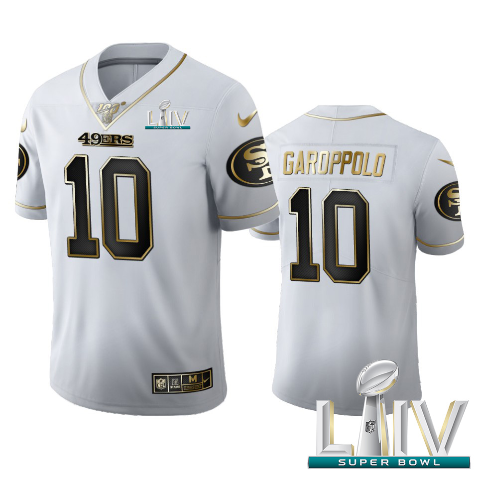 San Francisco 49ers #10 Jimmy Garoppolo Men's White Golden Super Bowl LIV 2020 Edition Vapor Limited 100 Jersey
