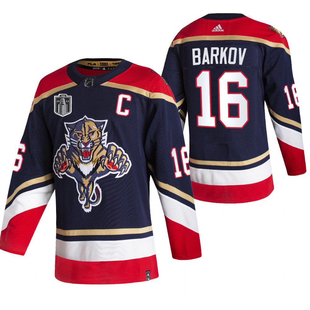 Florida Panthers #16 Aleksander Barkov Black 2023 Stanley Cup Final Patch Men's Adidas Reverse Retro Alternate Jersey