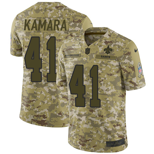 Saints #41 Alvin Kamara Camo Youth Stitched Limited 2018 Salute To Service Jersey