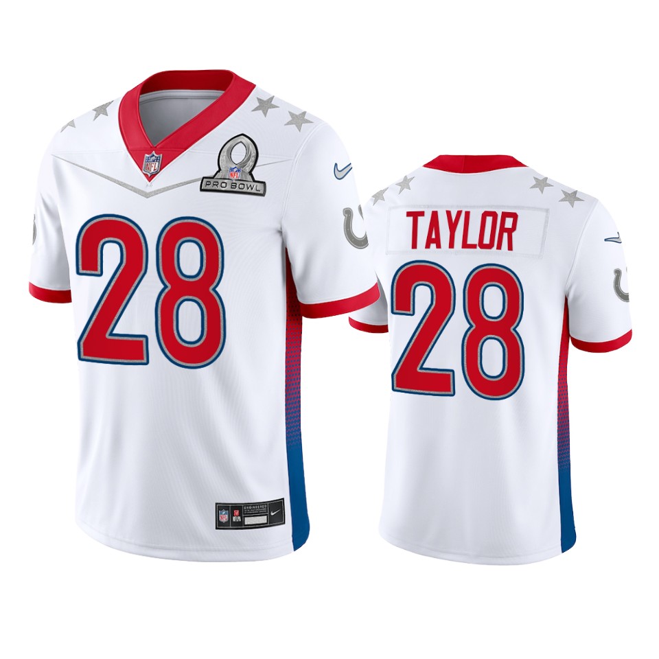 Colts #28 Jonathan Taylor Men's 2022 AFC Pro Bowl Game Jersey White