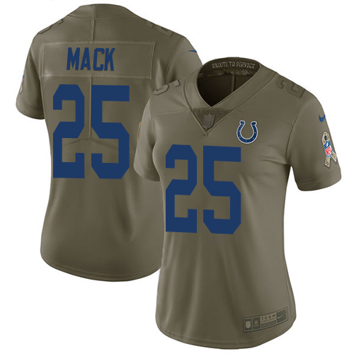 Indianapolis Colts #25 Marlon Mack Olive Women's Stitched Limited 2017 Salute to Service Jersey Womens