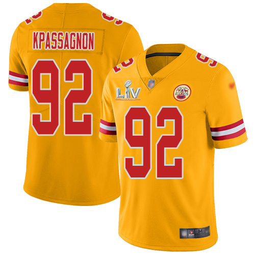 Kansas City Chiefs #92 Tanoh Kpassagnon Gold Men's Super Bowl LV Bound Stitched Limited Inverted Legend Jersey Men's