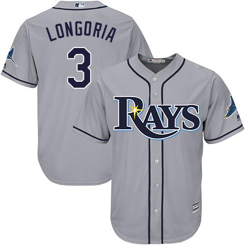 Tampa Bay Rays #3 Evan Longoria Grey Cool Base Stitched Youth Jersey Youth