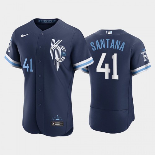 Kansas City Kansas City Royals #41 Carlos Santana Men's Authentic 2022 City Connect Navy Jersey Men's