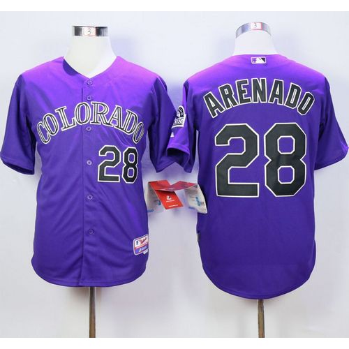 Colorado Rockies #28 Nolan Arenado Purple Cool Base Stitched Jersey Men's