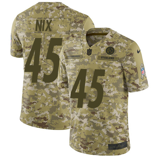 Pittsburgh Steelers #45 Roosevelt Nix Camo Youth Stitched Limited 2018 Salute to Service Jersey Youth
