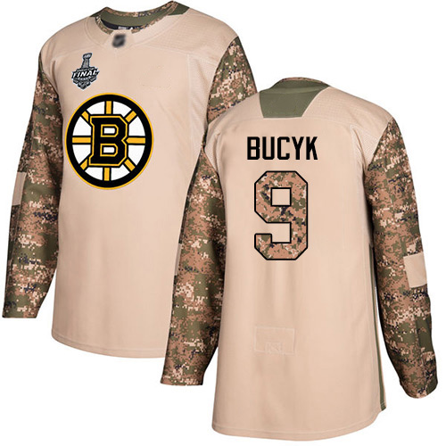 Adidas Boston Bruins #9 Johnny Bucyk Camo Authentic 2017 Veterans Day Stanley Cup Final Bound Stitched Jersey Men's