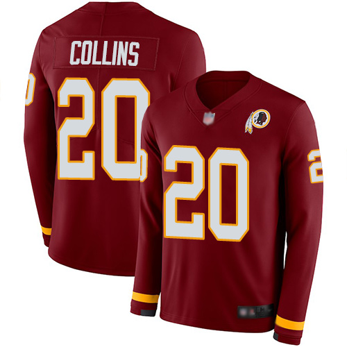 Washington Commanders #20 Landon Collins Burgundy Red Team Color Youth Stitched Limited Therma Long Sleeve Jersey Youth