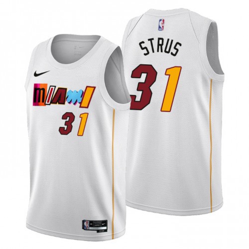 Miami Heat #31 Max Strus Mens 2022-23 City Edition Jersey - Cherry Blossom White Mens