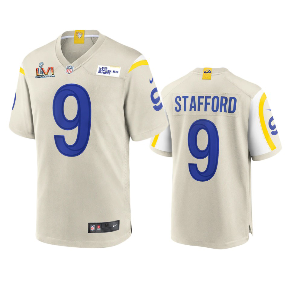 Los Angeles Rams #9 Matthew Stafford Youth Super Bowl LVI Patch Game Jersey - Bone