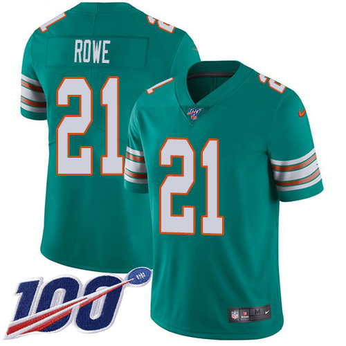 Miami Dolphins #21 Eric Rowe Aqua Green Alternate Youth Stitched 100th Season Vapor Untouchable Limited Jersey Youth