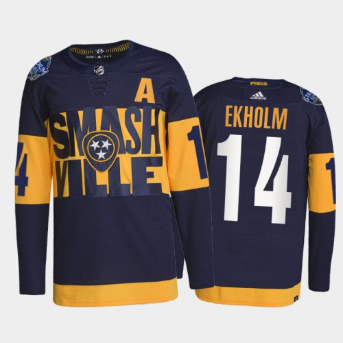 Adidas Nashville Predators #14 Mattias Ekholm Men's 2022 Stadium Series Authentic Jersey - Navy Men's