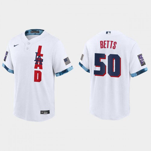 Los Angeles Los Angeles Dodgers #50 Mookie Betts 2021 All Star Game Fan's Version White Jersey Men's