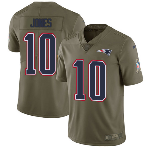 Patriots #10 Mac Jones Olive Youth Stitched Limited 2017 Salute To Service Jersey