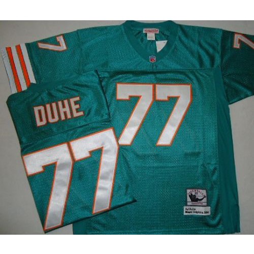 Mitchell And Ness Miami Dolphins #77 AJ Duhe Green Stitched Jersey Men's