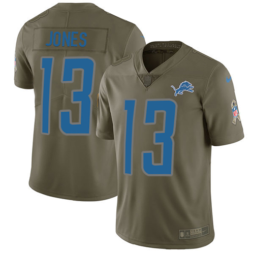 Detroit Lions #13 T.J. Jones Olive Youth Stitched Limited 2017 Salute to Service Jersey Youth